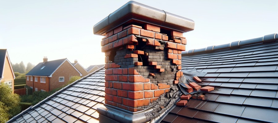 damaged chimney stack
