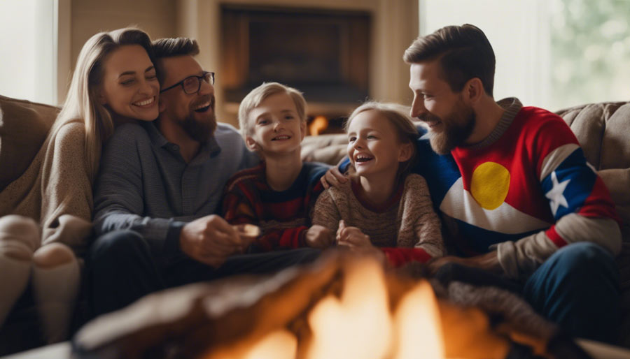 family time around the fireplace