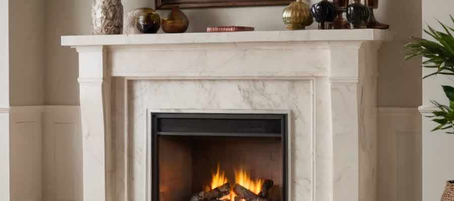 marble tile fireplace design 