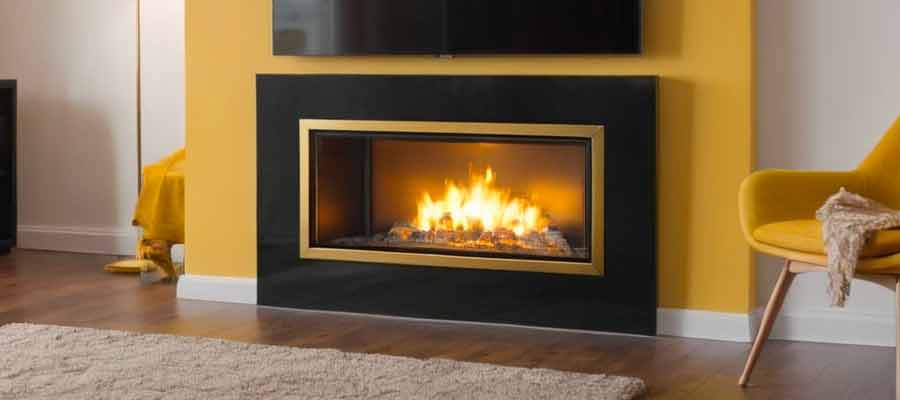 metallic finish fireplace design 