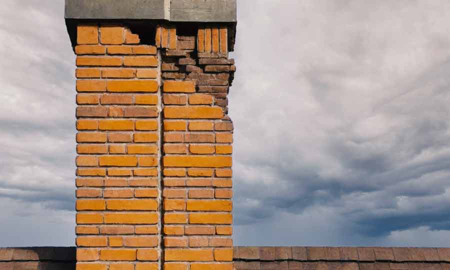 chimney wind damage to brick